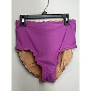 J Crew‎ High Rise Scalloped Bikini Swim Bottom Womens Small Pink Vivid Fuchsia